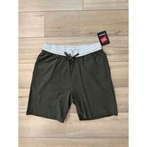 New Hanes Men's French Terry Shorts Navy Sleep L Large Elastic Band Green